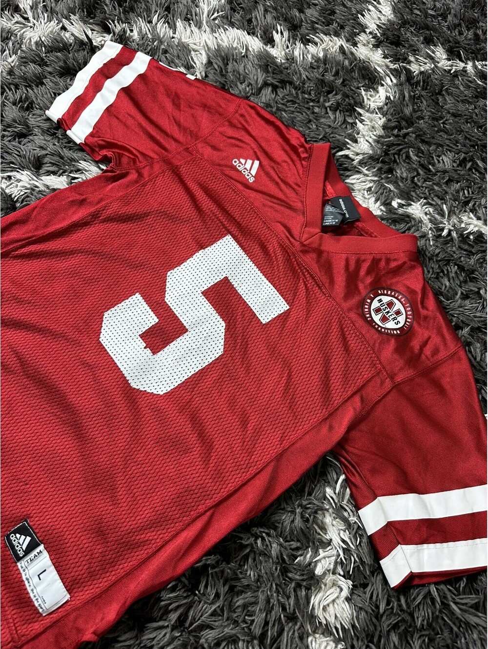 Adidas Nebraska Cornhuskers Football Jersey #5 Youth Boys Size Large 14-16